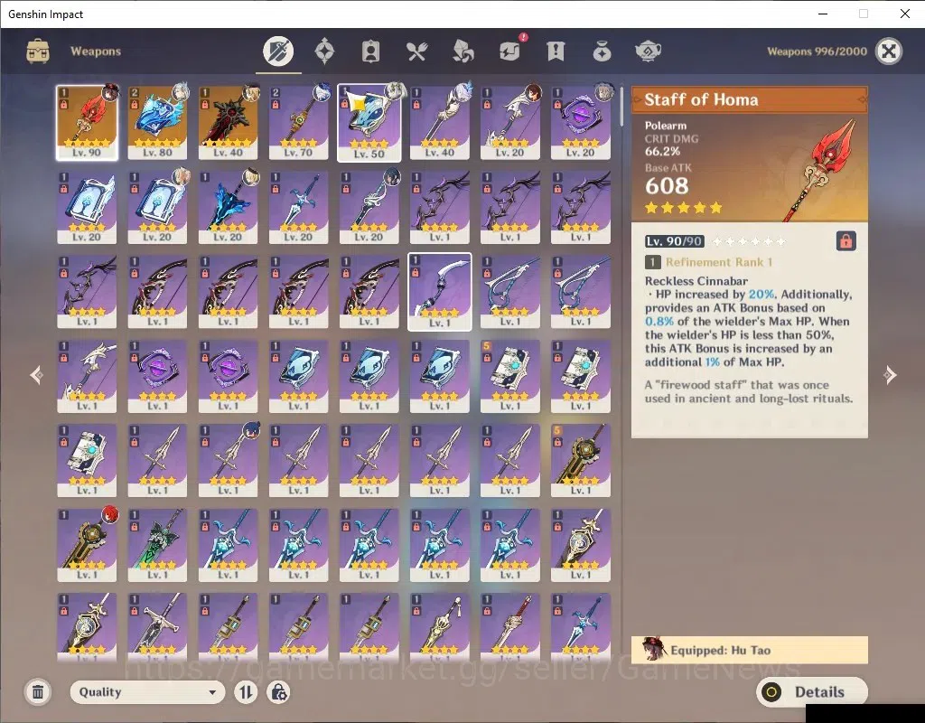Genshin Impact Accounts End Game Asia | AR 55| 7 Limited+3(*5Wep)|[Trio Archons],[Neuvilette,Hutao]+Sign,Skirk|Mc Female|All 5