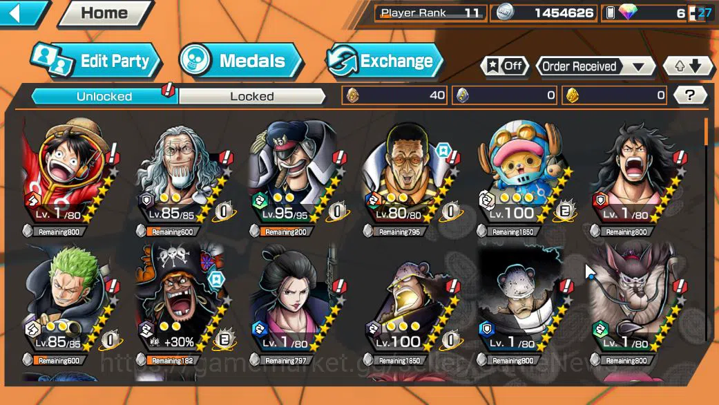 One Piece Bounty Rush Accounts Starter Global|5 EX|5Elders Saturn,KOP Roger,BP Kuzan,[Borsalino],4Emperor Teach|Rank 4