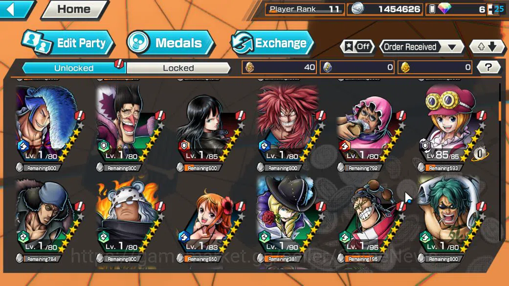 One Piece Bounty Rush Accounts Starter Global|5 EX|5Elders Saturn,KOP Roger,BP Kuzan,[Borsalino],4Emperor Teach|Rank 5