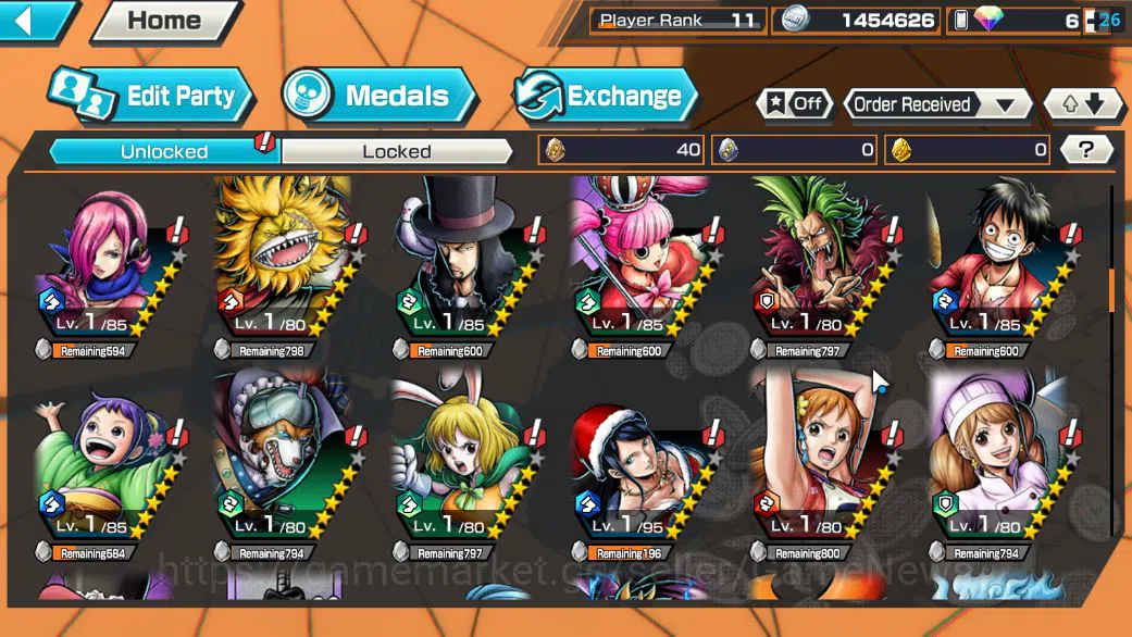 One Piece Bounty Rush Accounts Starter Global|5 EX|5Elders Saturn,KOP Roger,BP Kuzan,[Borsalino],4Emperor Teach|Rank 6