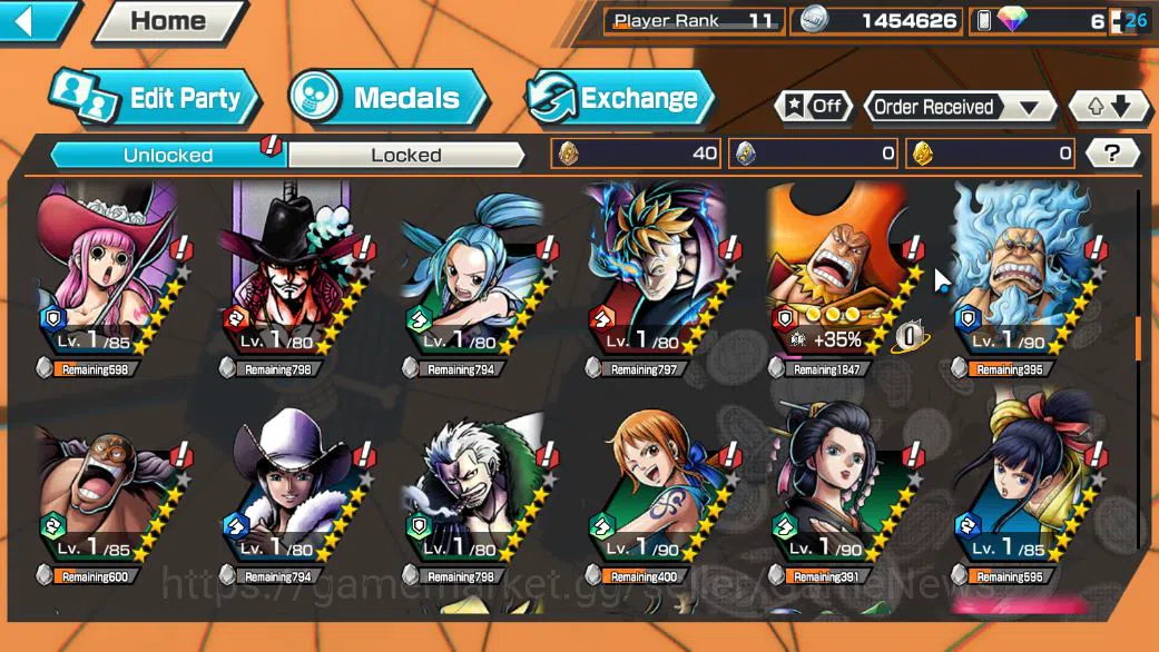 One Piece Bounty Rush Accounts Starter Global|5 EX|5Elders Saturn,KOP Roger,BP Kuzan,[Borsalino],4Emperor Teach|Rank 7