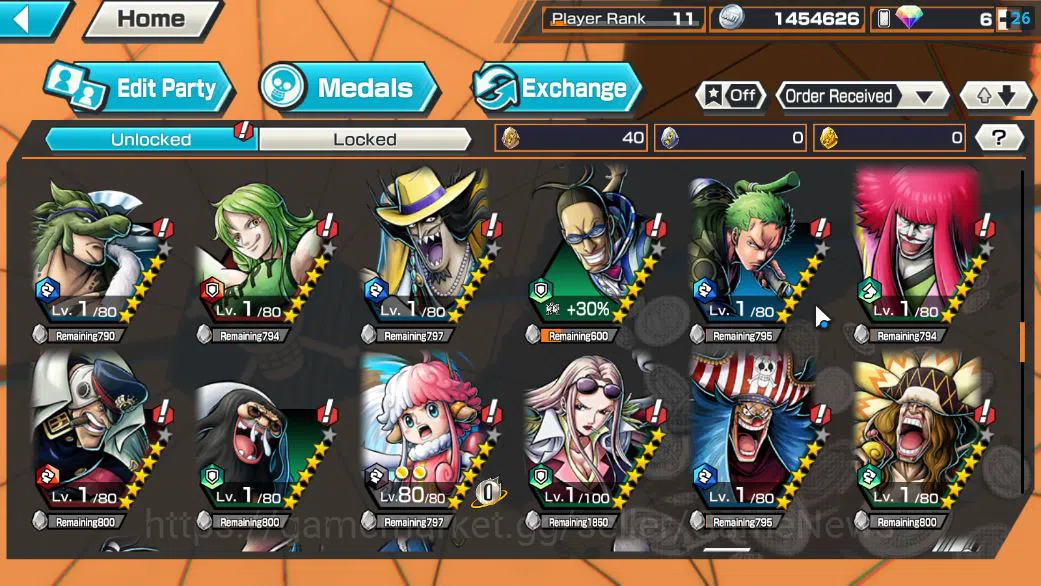 One Piece Bounty Rush Accounts Starter Global|5 EX|5Elders Saturn,KOP Roger,BP Kuzan,[Borsalino],4Emperor Teach|Rank 8