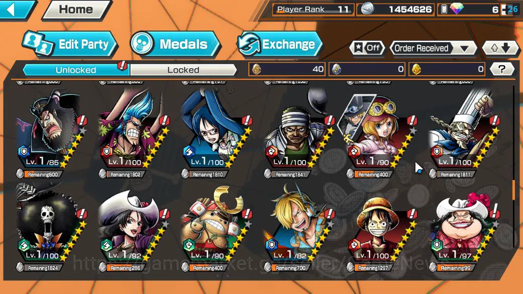 One Piece Bounty Rush Accounts Starter Global|5 EX|5Elders Saturn,KOP Roger,BP Kuzan,[Borsalino],4Emperor Teach|Rank 9