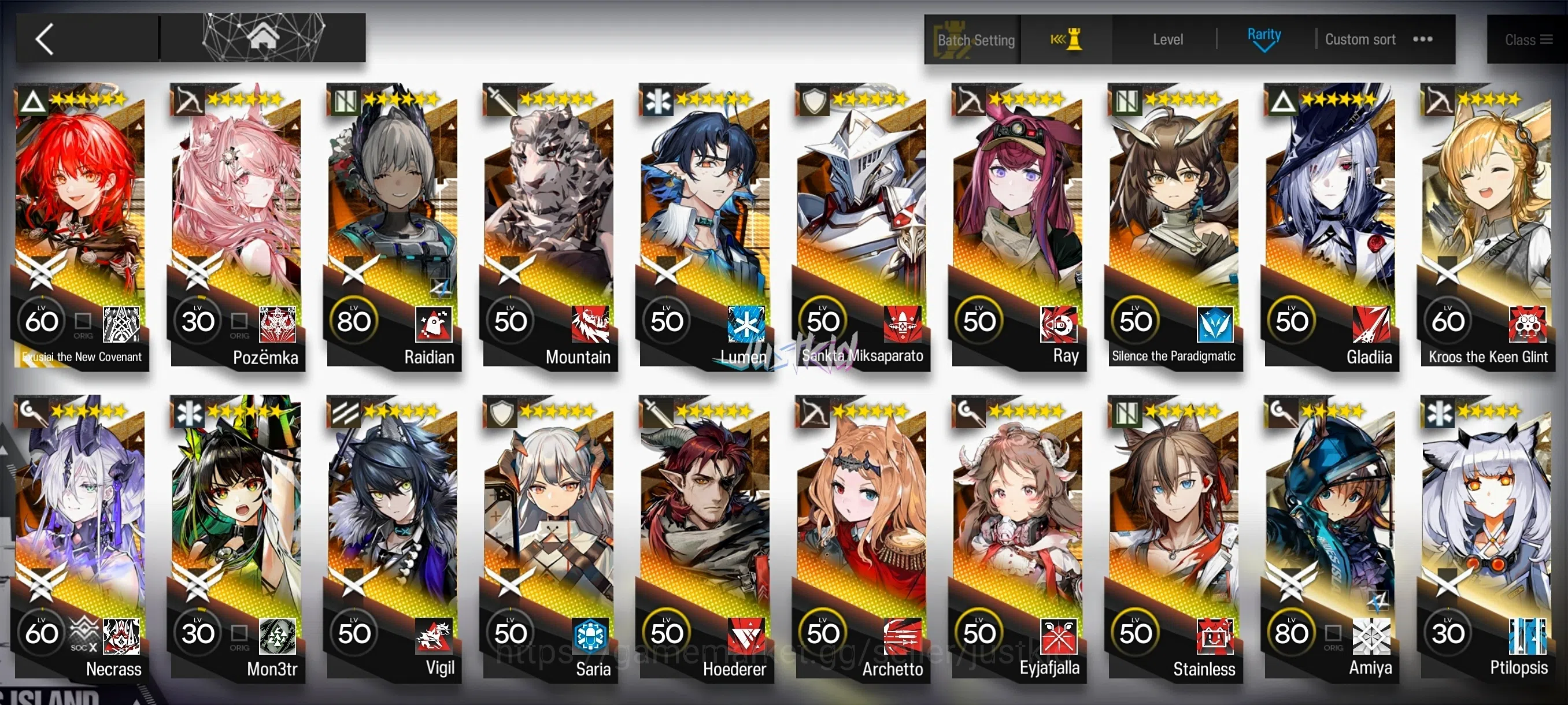 Arknights Accounts Mid-Tier ARKNIGHTS GLOBAL EARLYMID 17*6 , LIMITED EXUSIAI ALTER 1