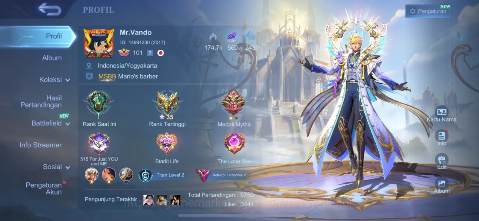 Mobile Legends: Bang Bang Accounts Others WORK ON IOS/ANDROID | SKIN 379,STUN BRODY x PRIME GRANGER x STAR ANGELA x STAR 1