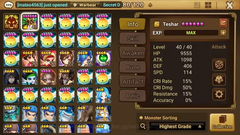 Summoners War: Sky Arena Accounts Starter GLOBAL | NB 5 TESHAR,Starter Gacha 115 12Y+160 11Y Scrool, 3 Legendary All 2