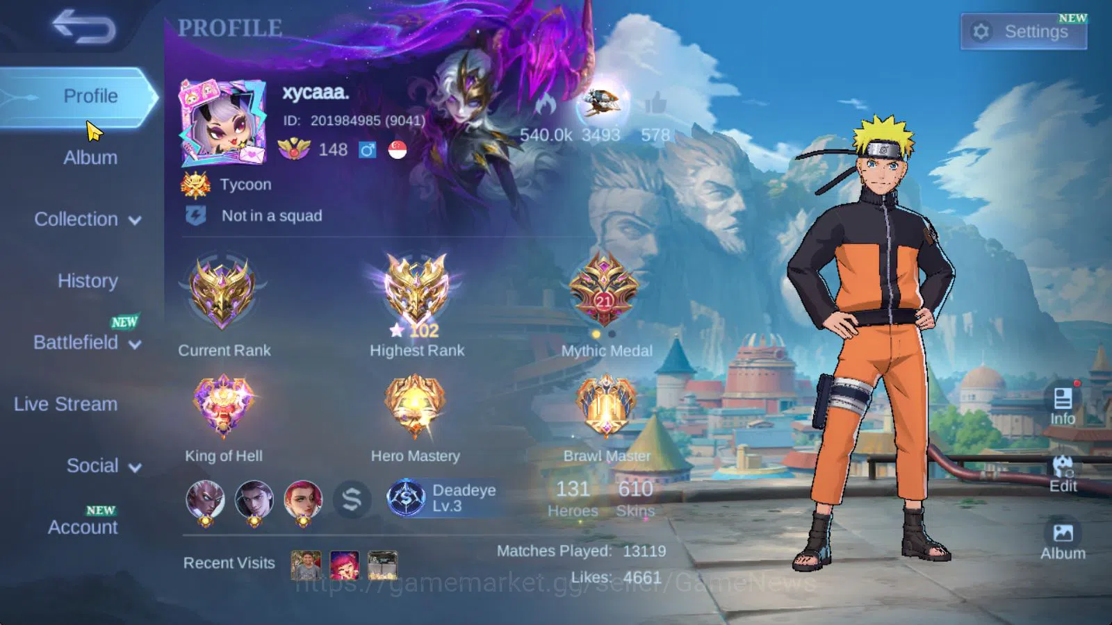 Mobile Legends: Bang Bang Accounts Hero 131|Skin 610|Legend Alu,Franco|Akai Panda,Iri image 1