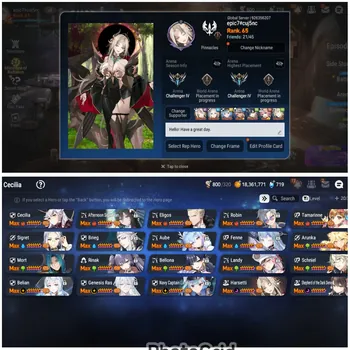 Epic Seven Accounts Mid-Tier #E7112 [GLOBAL/IOS/Android] LEVEL 65, 11 MoonLight | 20 HERO LEVEL MAX +15, 80 Hero *5 | Light