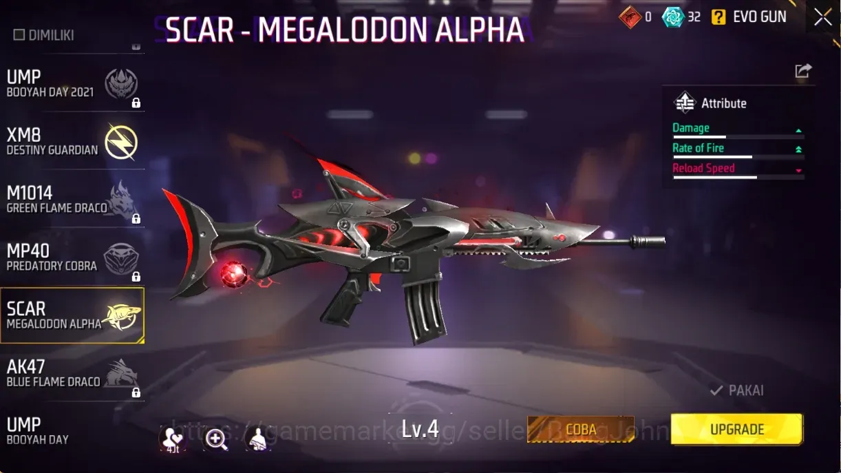 Free Fire Accounts Indonesia |2 EVO: SCAR,XM8|M1887-Rapper Underworld,Hand of Hope,Mamba Gnaw,Buuny's Order|Electrify Bunny 1