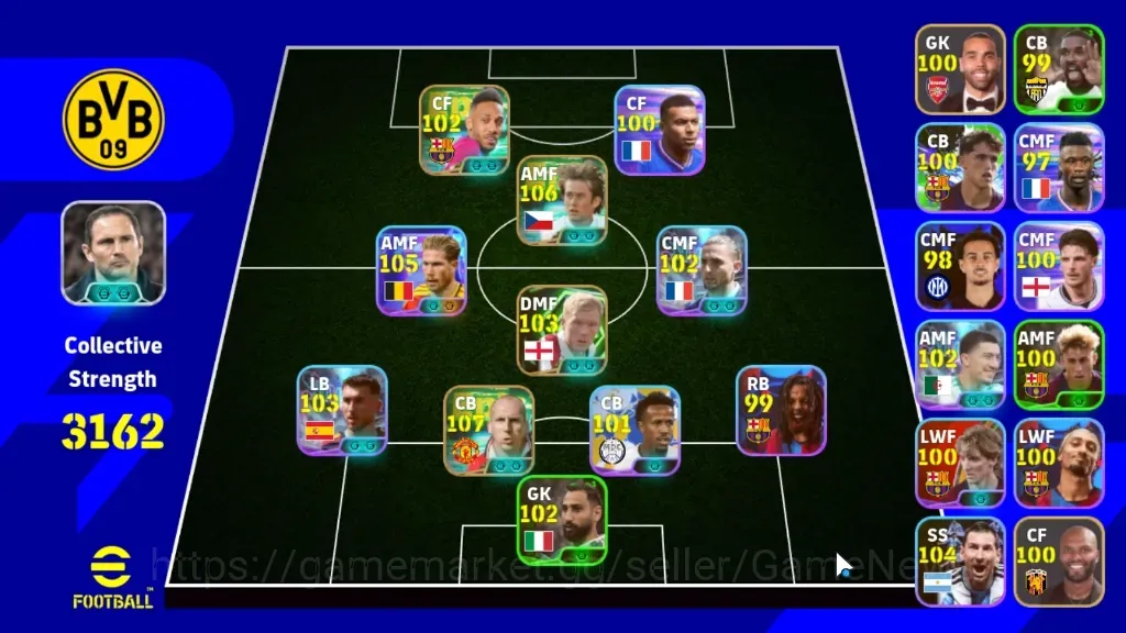 eFootball Accounts High-End Android|Power 3162|4 Epic Jaap Stam,Tomas Rosicky,Paul Scholes|7 Show Time Kevin De 1