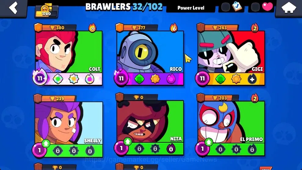 Brawl Stars Accounts 1780 Trophy|32 Brawlers 3 Max Lvl [Gigi,Colt,Rico] image 5