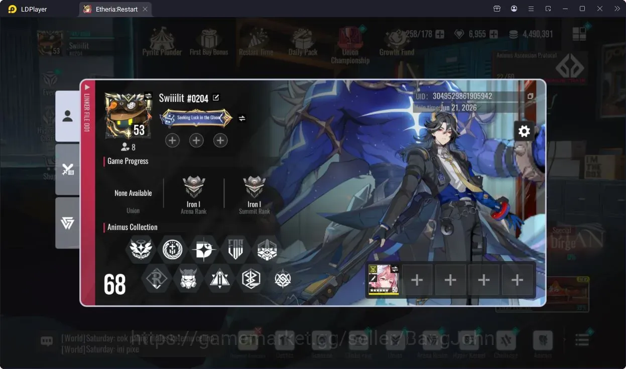Etheria: Restart Accounts Starter ASIA-S24| Lv.53 |31 SSR | Early Game Content | Main Quest Ch10 39% | Log Email XD | More 1