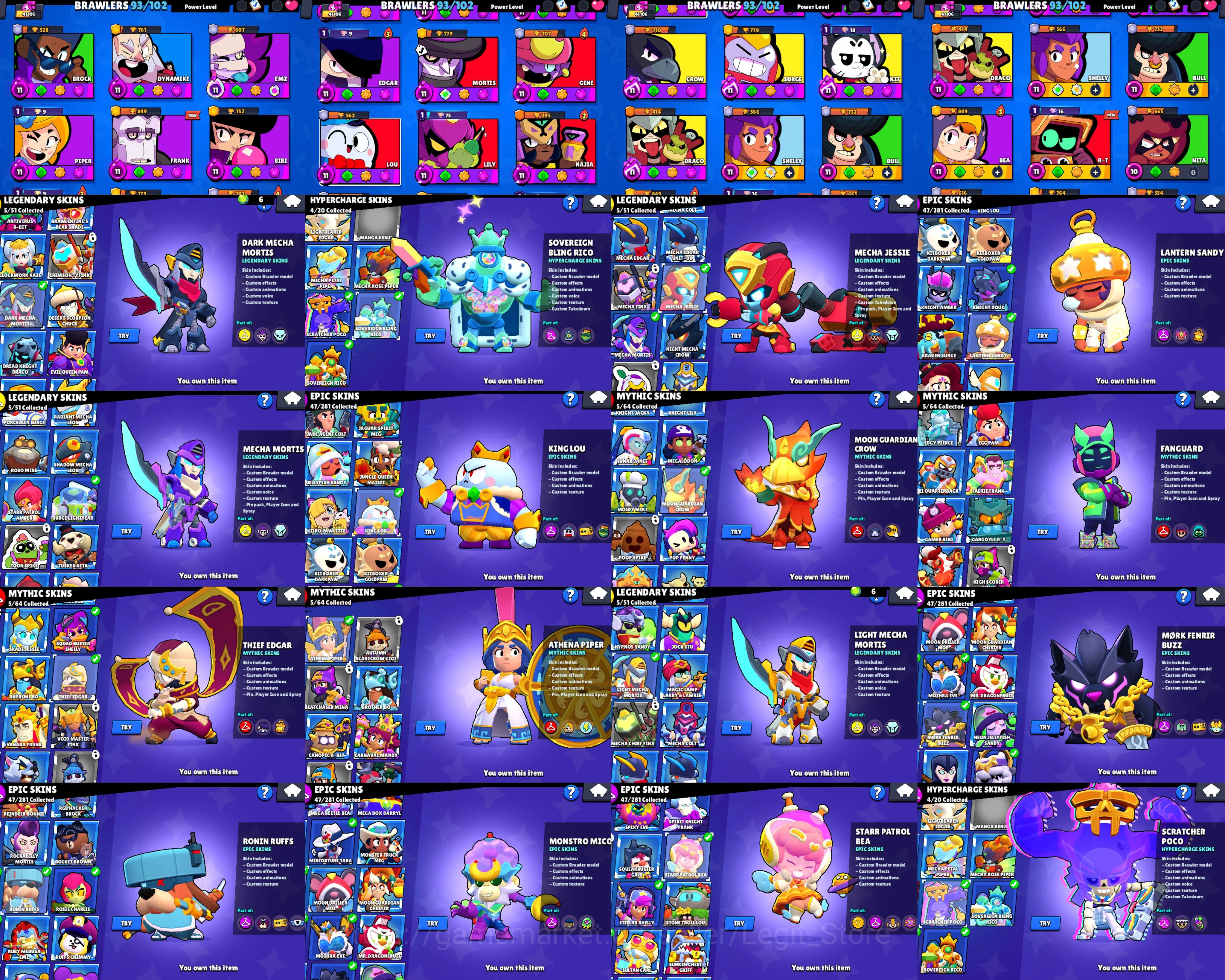 Brawl Stars Accounts 41100 TROPHY | 93 BRAWLERS | KING LOU | 3 MECHA MO image 2