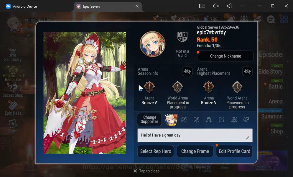 Epic Seven Accounts GLOBAL UNVERIF|New Era|5 ML(DK Sharun,BYSHwayoung, image 12