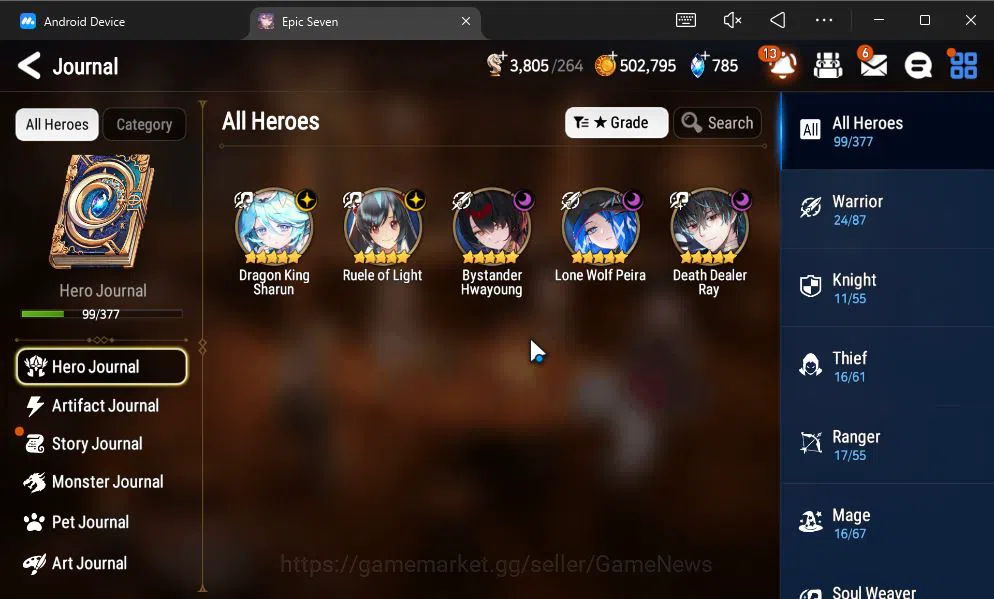 Epic Seven Accounts GLOBAL UNVERIF|New Era|5 ML(DK Sharun,BYSHwayoung, image 8