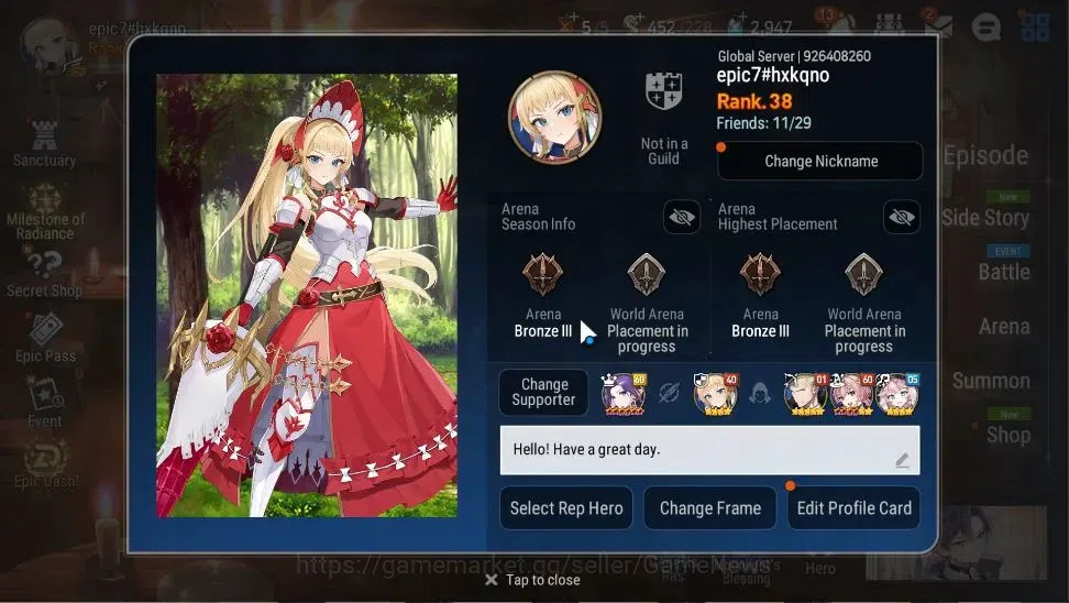 Epic Seven Accounts GLOBAL|UnVerif|3 ML(T Eidolon Kayron,D King Sharun image 2