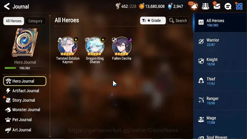 Epic Seven Accounts GLOBAL|UnVerif|3 ML(T Eidolon Kayron,D King Sharun image 4