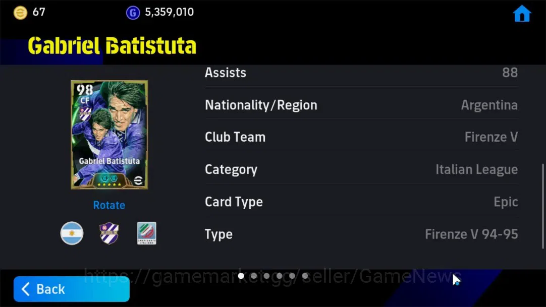 eFootball Accounts Android|Epic Steven Gerrard,Gabriel Batistuta,Hide image 15