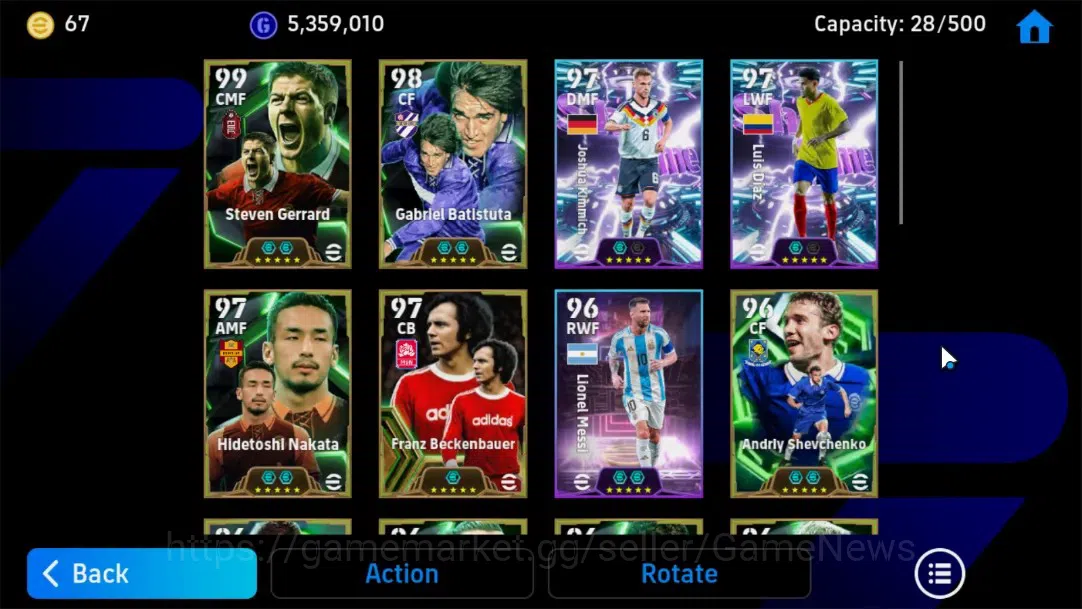 eFootball Accounts Android|Epic Steven Gerrard,Gabriel Batistuta,Hide image 7