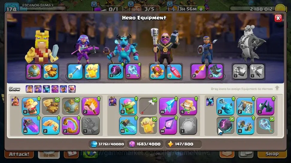 Clash of Clans Accounts LV 174|TH 14-BH 8|HH 8|Limited Skin|BK 74,AQ 79,GW image 11