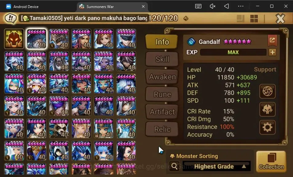 Summoners War: Sky Arena Accounts GLOBAL Lv100|3 LD[Shan,Nyx,Devaraja]|125 Total NB5 image 10