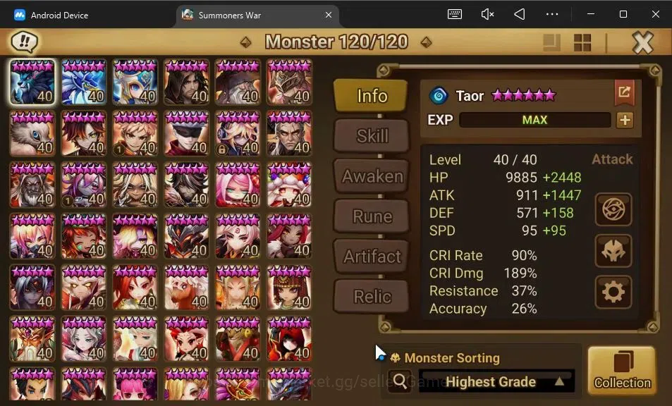Summoners War: Sky Arena Accounts GLOBAL Lv100|3 LD[Shan,Nyx,Devaraja]|125 Total NB5 image 11