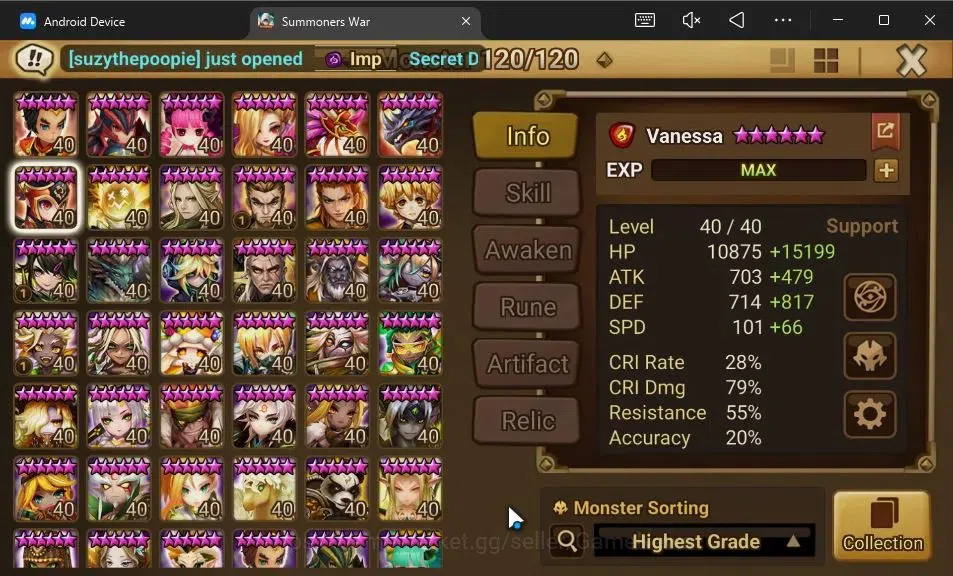 Summoners War: Sky Arena Accounts GLOBAL Lv100|3 LD[Shan,Nyx,Devaraja]|125 Total NB5 image 12
