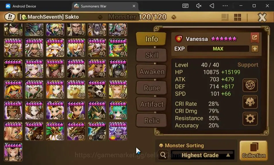 Summoners War: Sky Arena Accounts GLOBAL Lv100|3 LD[Shan,Nyx,Devaraja]|125 Total NB5 image 13