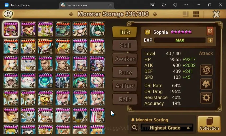 Summoners War: Sky Arena Accounts GLOBAL Lv100|3 LD[Shan,Nyx,Devaraja]|125 Total NB5 image 17