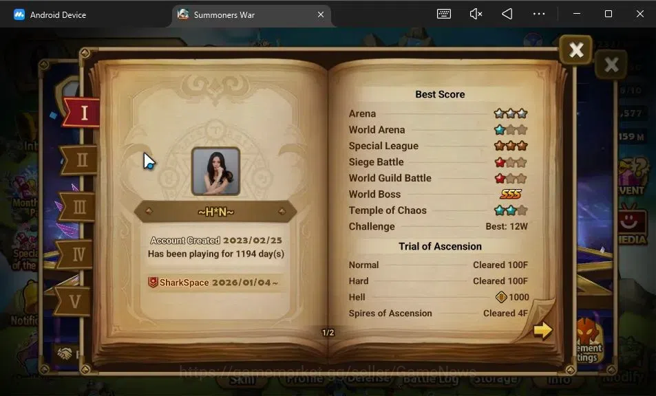 Summoners War: Sky Arena Accounts GLOBAL Lv100|3 LD[Shan,Nyx,Devaraja]|125 Total NB5 image 3