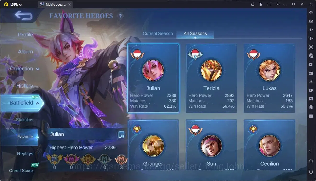 Mobile Legends: Bang Bang Accounts Global|Hero 102|Skin 170|Expert|KOF Karina,Granger image 4