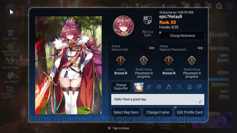 Epic Seven Accounts Starter GLOBAL Unverif|4 ML(BM Haste,LH Cermia,PC Flan,TE Kayron),Wukong,AS Flan,Landy,etc|Poh+Bles 6