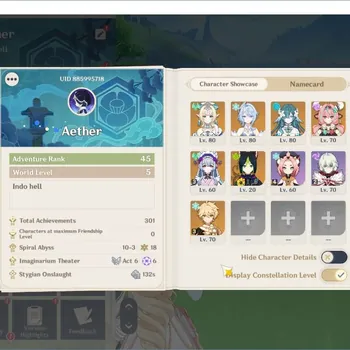 Genshin Impact Accounts Others ASIA|AR 45|3limitTeam premium Vesna|Vesna +Weapon,Vodyanitsa,Mizuki C3|Super low explre|AQ