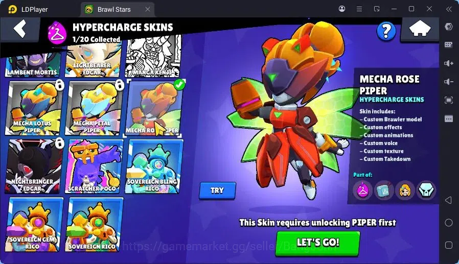 Brawl Stars Accounts Trophy 1776|1 Max Hc(Fang)|1 Hc(Piper),1 Mythic(Otis),6 Epic(Buzz,Fang,Colt,Poco,Mike) skin|560 16