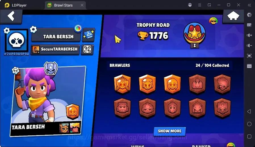 Brawl Stars Accounts Trophy 1776|1 Max Hc(Fang)|1 Hc(Piper),1 Mythic(Otis),6 Epic(Buzz,Fang,Colt,Poco,Mike) skin|560 2