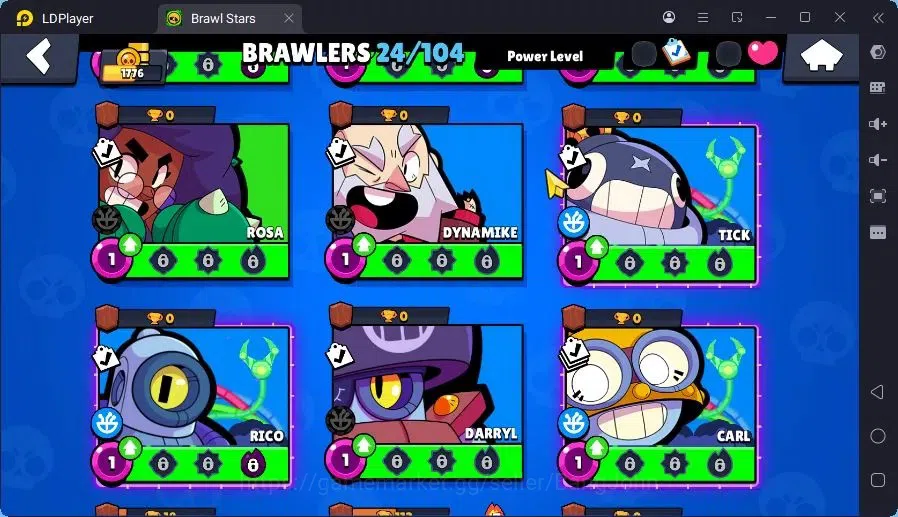 Brawl Stars Accounts Trophy 1776|1 Max Hc(Fang)|1 Hc(Piper),1 Mythic(Otis),6 Epic(Buzz,Fang,Colt,Poco,Mike) skin|560 7