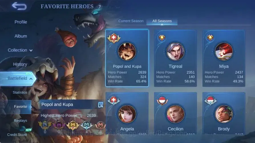 Mobile Legends: Bang Bang Accounts Global|Skin 215|Renowned|KOF Karina|Collector Nata image 12