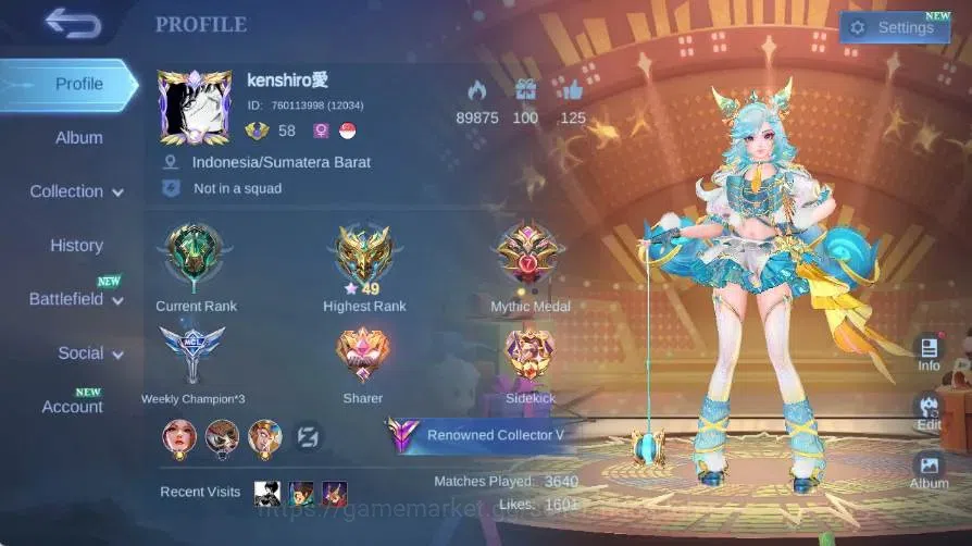 Mobile Legends: Bang Bang Accounts Global|Skin 215|Renowned|KOF Karina|Collector Nata image 15