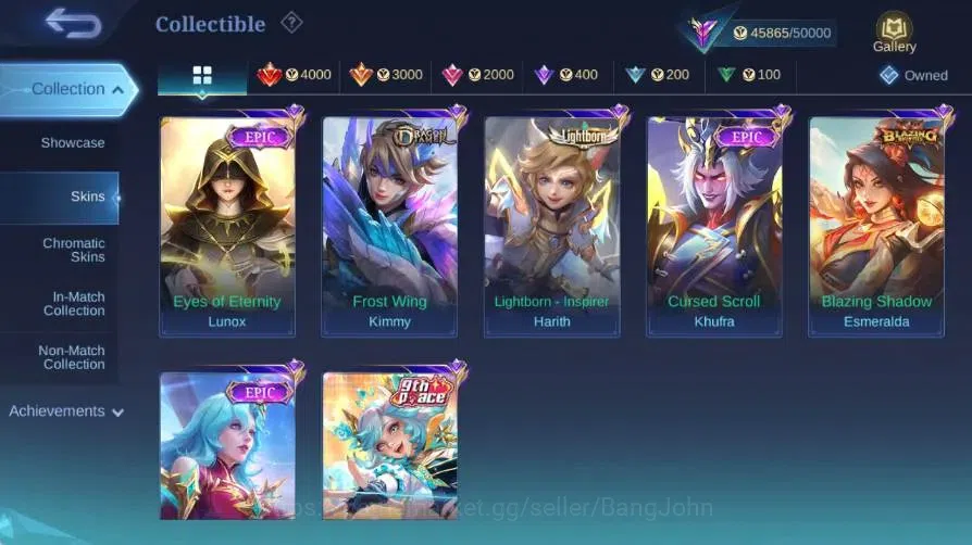 Mobile Legends: Bang Bang Accounts Global|Skin 215|Renowned|KOF Karina|Collector Nata image 6