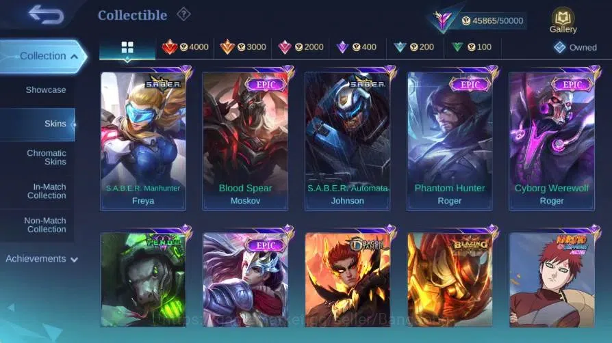 Mobile Legends: Bang Bang Accounts Global|Skin 215|Renowned|KOF Karina|Collector Nata image 8