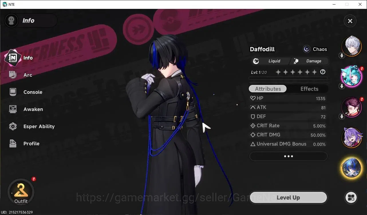 Neverness to Everness Accounts Global EU |HL 3| 3 SSR Hathor, Daffodill, Fadia +L image 2