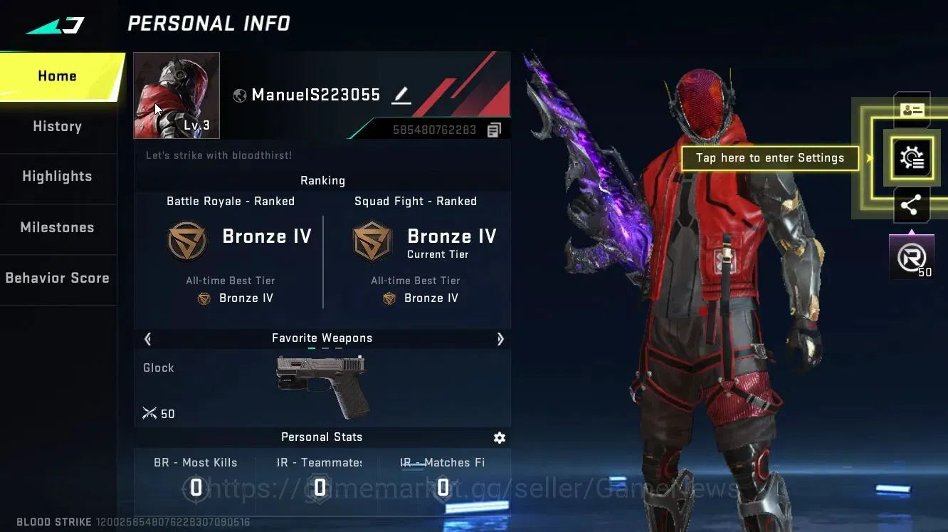 Blood Strike Accounts Others ASIA|ETERNAL QBZ95-Whisper Lv3|Loot Crate - Anhilition|Changename Card|Rank Bronze 2
