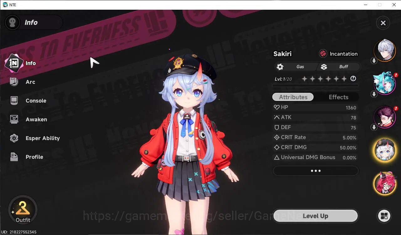 Neverness to Everness Accounts GLOBAL EU |HL 3| 2 SSR Limited Nanally, Sakiri |5  image 2