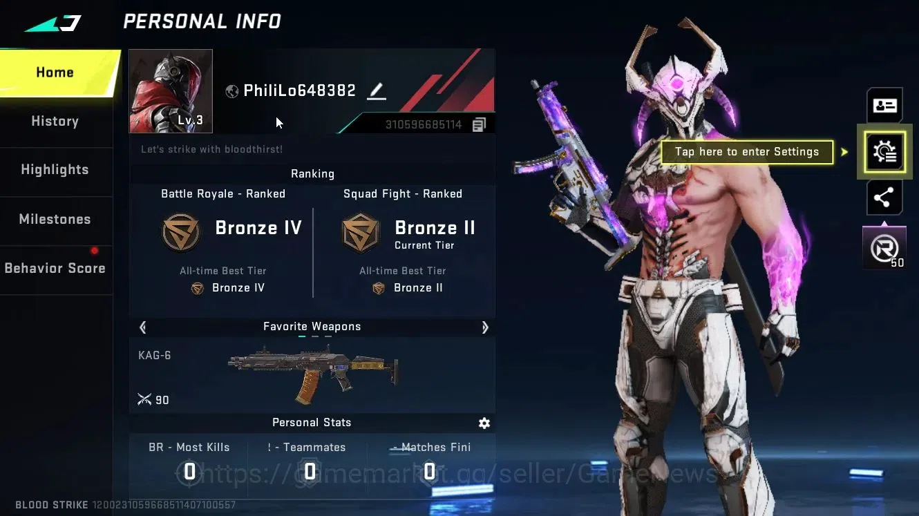 Blood Strike Accounts High-End ASIA|ULTRA(ZERO-Nullifier)|Legendary Guns(MP5-Explorer,HK416-Undercurrent)|Change 2