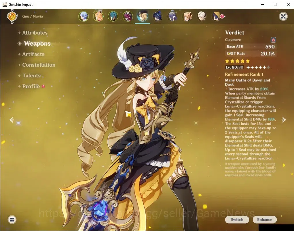 Genshin Impact Accounts ASIA |AR 50 |BD Unset |5 Limited + 3 (*5Wep) |Navi image 3