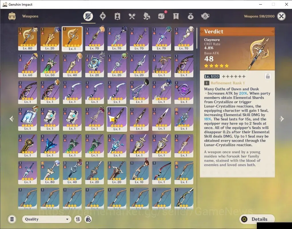 Genshin Impact Accounts ASIA |AR 50 |BD Unset |5 Limited + 3 (*5Wep) |Navi image 4