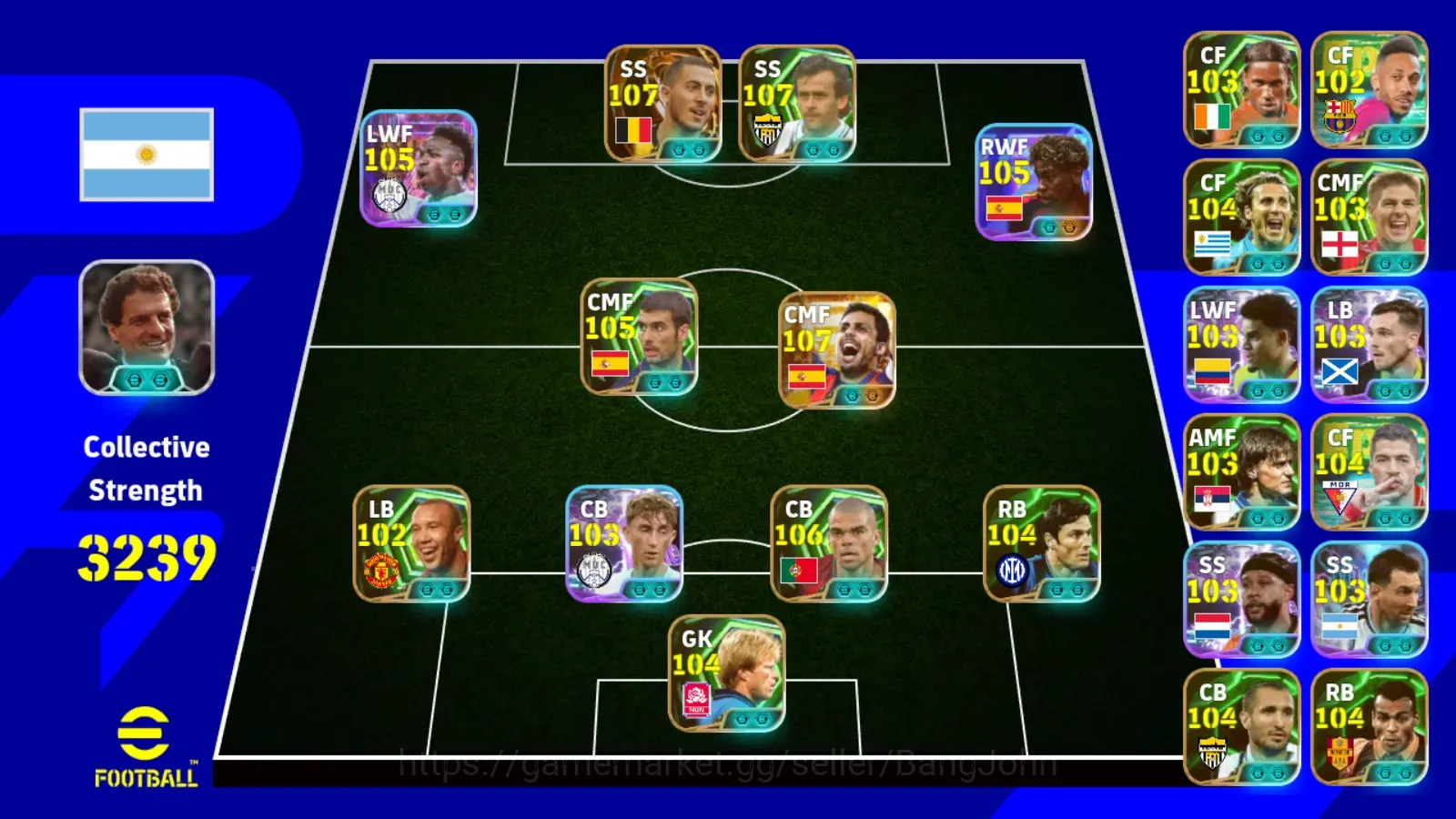 eFootball Accounts High-End Android|PW 3239|Rodri BigT,Eden Hazard BigT,Lamine Yamal ShowT,Vinicius Junior ShowT,Pepe 1