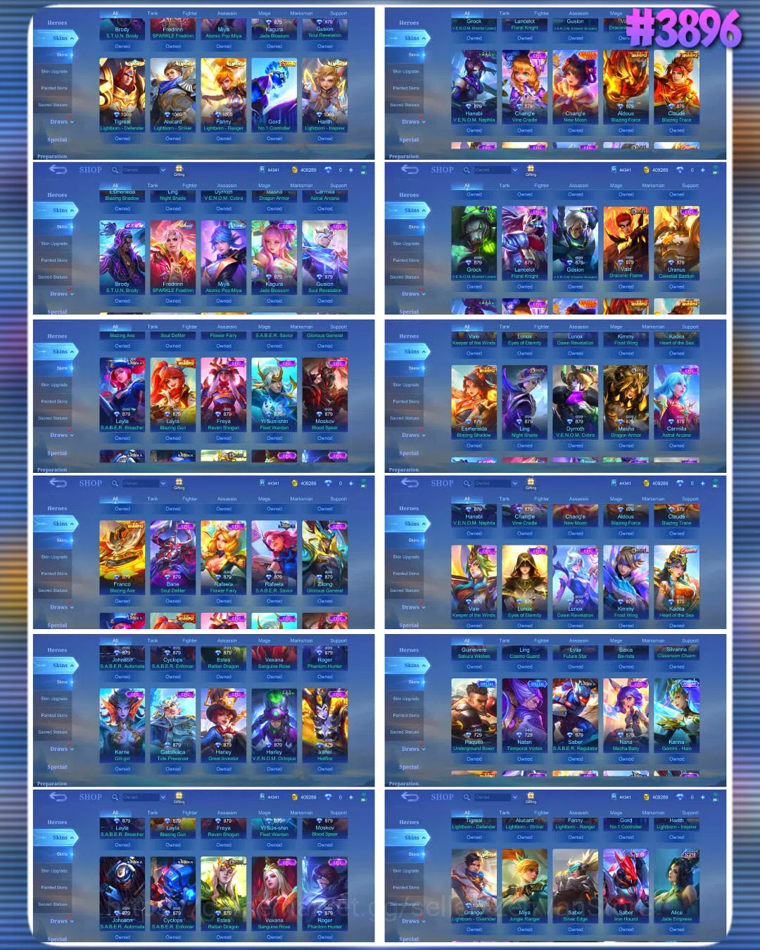 Mobile Legends: Bang Bang Accounts Collector #3896 | 486 Skins | Legend Franco | Collector Xavier & Natalia | Naruto 2