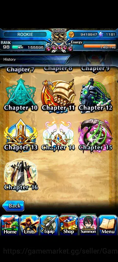 Grand Summoners Accounts Mid-Game Global|Rank 98|1181 CC+17 Ascend+4 TW|[Inumuta,Emiya,Rimuru,LM Isliid]+TW,S 15