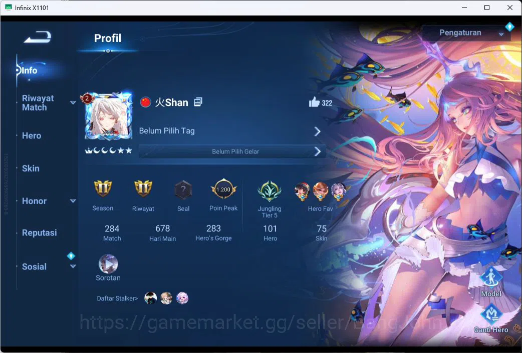 Honor of Kings Accounts GLOBAL|101HR|75SK|LEGEN=ANGELA|BLEACH=HOU YI|EVENT image 14